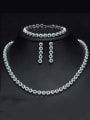thumb Luxury Shine  High Quality Zircon Round Necklace Earrings bracelet 3 Piece jewelry set 0