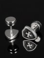 thumb Tiny Shield Cross Titanium Stud Earrings 1