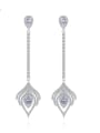 thumb Copper With Platinum Plated Feather Long Pendant Chandelier Earrings 0