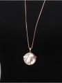 thumb Round Shell Pendant Sweater Necklace 0
