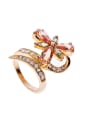 thumb Exaggerated Zirconias-studded Flower Rhinestones Copper Ring 0