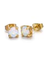 thumb High Quality Gold Plated White Opal Small Stud Earrings 0