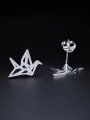 thumb Tiny Hollow Paper Crane 925 Sterling Silver Stud Earrings 2