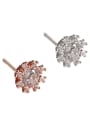 thumb Sterling Silver simple and versatile micro-inlaid zircon flower earrings 0