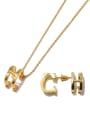 thumb Copper With Gold Plated Personality CH Multifaceted Stereo letter  2 Piece Jewelry Set 0