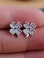 thumb Spinel Blue Leaves S925 Sterling Silver Ear Needle stud Earring 3