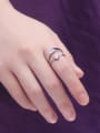 thumb 925 Sterling Silver With  Cubic Zirconia Simplistic Lovers free size Rings 3