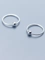 thumb 925 Sterling Silver With Platinum Plated Simplistic Ball Stud Earrings 0