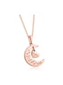 thumb Simple Moon Star Rose Gold Plated Titanium Necklace 0