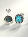 thumb 925 Sterling Silver With Turquoise Vintage  Round Stud Earrings 3