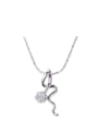 thumb Copper Alloy White Gold Plated Simple style Zircon Necklace 0