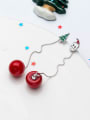 thumb 925 Sterling Silver With Platinum Plated Cute Christmas Apple Earrings long  Earrings 3