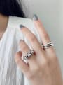 thumb 925 Sterling Silver With Antique Silver Plated Vintage Multi-layer Winding Line  Free Size Rings 2