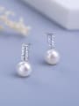 thumb Fashion White Freshwater Pearl Cubic Zirconias 925 Silver Stud Earrings 1