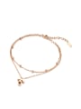 thumb Simple Little Bowknot Beads Rose Gold Plated Titanium Anklet 0