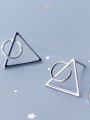 thumb 925 Sterling Silver With Silver Plated Simplistic Triangle Round Stud Earrings 0
