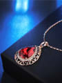 thumb Red Water Drop Shaped Glass Stone Necklace 2