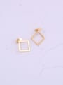 thumb Titanium With Gold Plated Simplistic Hollow Square Drop Earrings 3