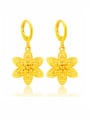 thumb Vintage 24K Gold Plated Flower Shaped Copper Drop Earrings 0