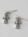 thumb Sterling silver minimalist retro cross earrings 0