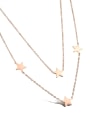 thumb Simple Little Stars Rose Gold Plated Two-layer Necklace 0