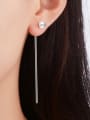 thumb Simple Imitation Pearl Slim Line Copper Stud Earrings 1