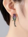 thumb Copper With Gold Plated Personality Colorful bird Cluster Earrings 2