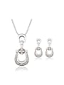 thumb Alloy White Gold Plated Fashion Rhinestones Two Pieces Jewelry Set 0