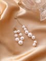 thumb Alloy With Rose Gold Plated Simplistic Asymmetry  Artificial Pearl Drop Earrings 1