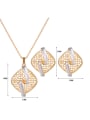 thumb Alloy Imitation-gold Plated Fashion Hollow Square Two Pieces Jewelry Set 3