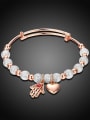 thumb Elegant Heart Shaped Rhinestone Scrub Beads Bangle 0