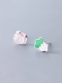 thumb 925 Sterling Silver With Silver Plated Personality Cabbage Pig Asymmetry Stud Earrings 1