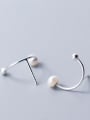 thumb 925 Sterling Silver With Silver Plated Simplistic C-shaped Stud Earrings 2