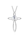thumb Simple Hollow Cross White austrian Crystal Pendant 925 Silver Necklace 0