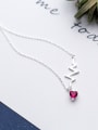 thumb Exquisite Pink Heart Shaped Zircon S925 Silver Necklace 1