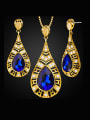 thumb Water Drop Artificial Crystals Two Pieces Jewelry Set 0