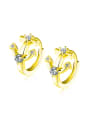 thumb Fashion Little Anchor Zircon Gold Plated Earrings 0
