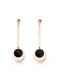 thumb Simple Round Rose Gold Plated Titanium Drop Earrings 0