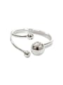 thumb Simple Smooth Beads Silver Opening Ring 0