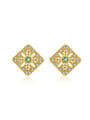 thumb Simple Classical Women Square Stud Earrings with Zircons 0