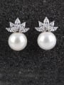 thumb The Crown Of Zircon Shell Pearl All-match stud Earring 1