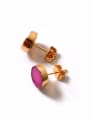thumb Tiny Natural Crystal Round Gold Plated Stud Earrings 1