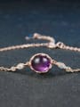 thumb Natural Amethyst Rose Gold Plated Simple Bracelet 2
