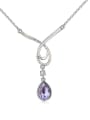 thumb Simple Water Drop austrian Crystal Pendant Alloy Necklace 2