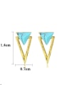 thumb 925 Sterling Silver With Turquoise Simplistic Triangle Stud Earrings 3