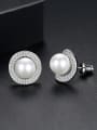 thumb Copper  With Artificial Pearls Simplistic  Round Stud Earrings 2