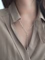 thumb 925 Sterling Silver With Platinum Plated Simplistic Tile Chain Necklaces 1