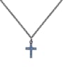 thumb Cross Shaped Simple Small Gold Black Plated Necklace 2