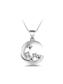 thumb Fashion White Zirconias Moon Pendant Copper Necklace 0