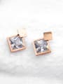 thumb Stainless Steel With Rose Gold Plated Simplistic Square Stud Earrings 2